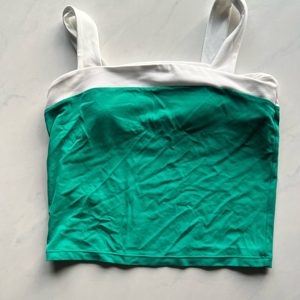 all in motion Teal-Green Crop Bra Tank with White Trim